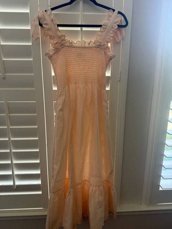 Ephemera St. Bernard Smocked Ruffle-Strap Maxi Dress in blush - Picture 3 of 5